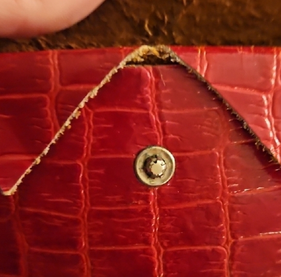 United Carr Vintage Red Leather Crocodile Pattern Card Or Coin Wallet - Picture 4 of 12